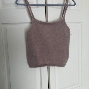 (Pink Rose) Fuzzy Rose Mauve Crop Top size S